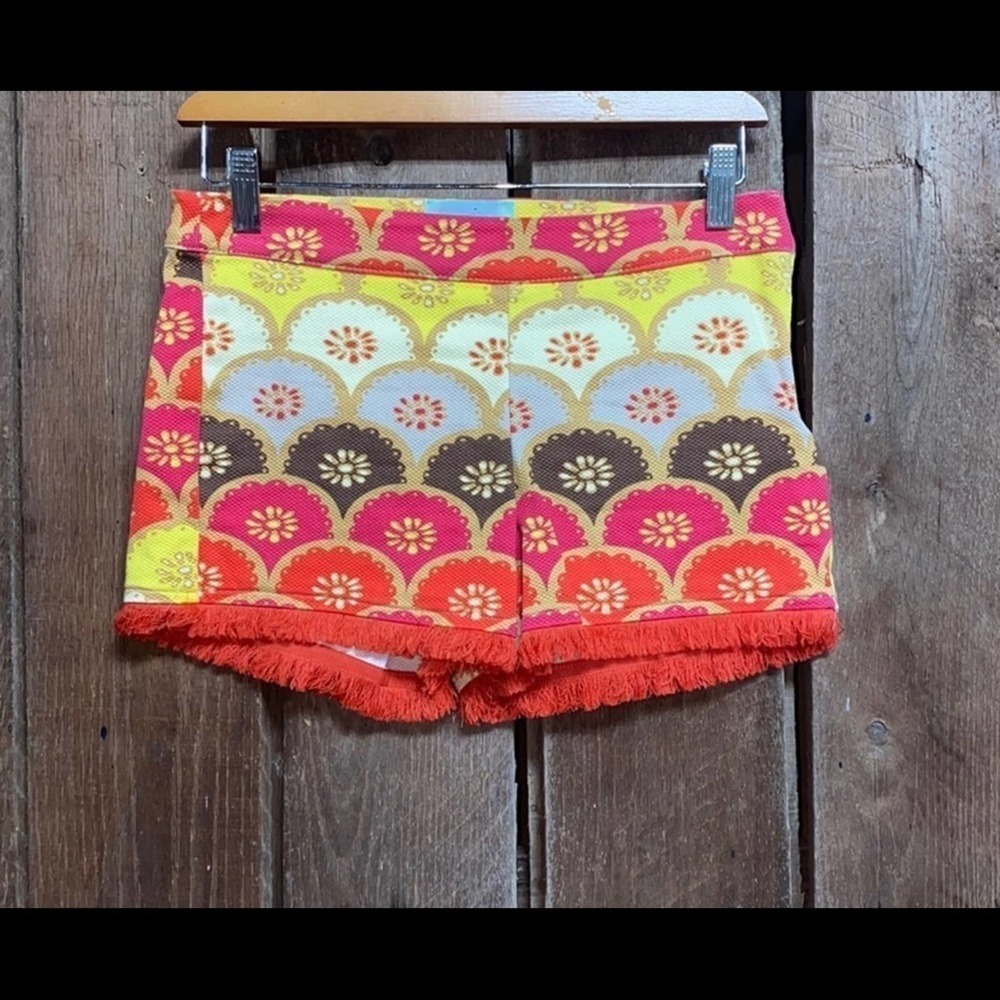 Judith March Colorful Print Fringe Shorts Size Small